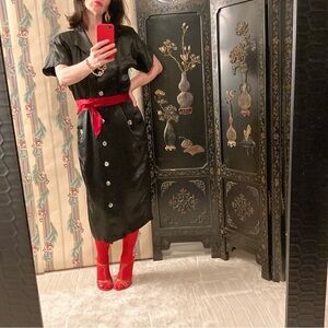 Vintage 1980’s Silky Shiny Shirt Dress
